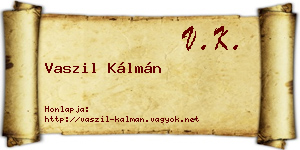 Vaszil Kálmán névjegykártya